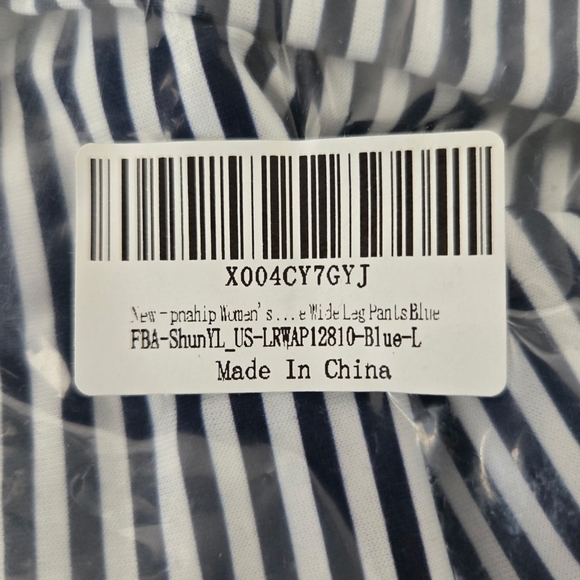 Fashion Casual Drawstring Elastic Waist Womens Stripe Wide Leg Pants. Bl… - Picture 9 of 9